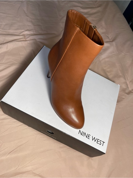 Nine West Shoes - Nine West Cognac Brown Leather Ankle Booties